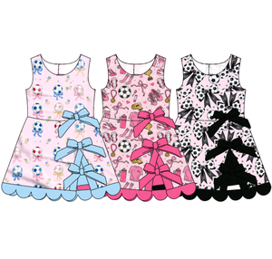 Vestido Deportivo Personalizado de Verano con Estampado de Estrella de Fútbol para Niñas, con Lazos, Shorts, Forro, para Yoga, Casual, Estilo A-Line, Vestido para Hermanas - Product Image 2