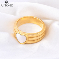 Bague minimaliste en acier inoxydable plaqué or 18 carats, forme de cœur blanc, tendance, personnalisée, section irrégulière, cercle, pour mariage ou fête