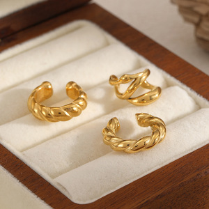 <b>Clip</b>-on Earrings 18k Gold Plated Zinc Alloy Geometric Design Fashion Jewelry for Women - Product Image 1