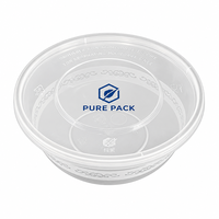Stapelbare ruimtebesparende 300ml ronde voedselbox, wegwerp cateringverpakking voor fruit en saus