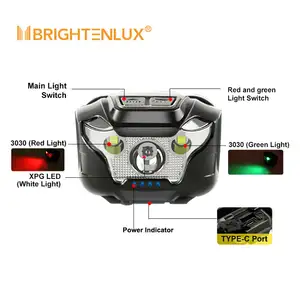 Red Green Light New Design Camping Hunting High Power Led Head Torch Light Waterproof Head Lamp Headlamp Rechargeable