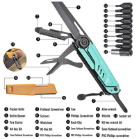 Couteau pliant multifonction 21-en-1 en acier inoxydable, multi-outil de poche avec jeu de tournevis et sifflet pour la survie en camping