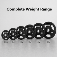 SMARTFIT Plaques de poids CPU de qualité commerciale avec logo personnalisé, en polyuréthane, à 3 trous, pour haltères, équipement de fitness pour salle de sport