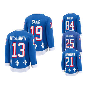 2026 Neues Blaues Top-Stitched Eishockey-Trikot 29 Nathan MacKinnon 8 Cale Makar 19 Sakic 92 Landeskog 25 O'Connor 21 Forsberg - Product Image 5