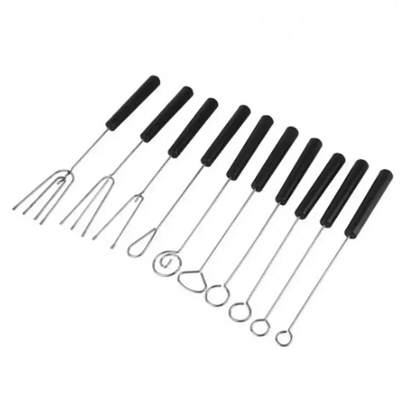 2020 Hot Selling 10pcs Chocolate Dipping Fork Set for Baking Supplies Stainless Steel Fondue Forks DIY Decorating Cake Tools Set