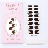 Vernis à ongles en gel personnalisé de 16 pièces sans hema, embouts français, enveloppes semi-durcies, autocollants pour ongles en gel de longue durée