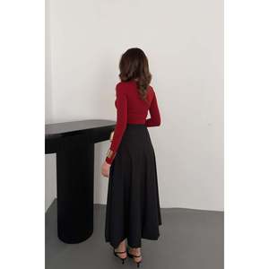 Wholesale Satin Silk Cotton Balloon <b>Skirts</b> <b>Black</b> Embroidered Sequins Print Decoration Flared Design XS Size Natural <b>Long</b> Plain - Product Image 1