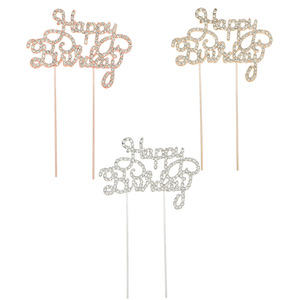 Accessoire de gâteau d'anniversaire en métal avec lettres en strass, style européen et américain, pour la décoration de gâteaux de fête - Product Image 3