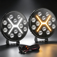 Phare LED rond de 9 pouces 100W avec DRL blanc 12V 24V super lumineux tout-terrain pour camion, VTT, UTV