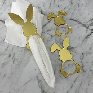 ที่ใส่ผ้าเช็ดปากอะคริลิกกระจกสีทองรูปกระต่ายอีสเตอร์ที่ตั้งโต๊ะ - Product Image 4