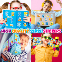 50 lettres de l'alphabet anglais animées d'animaux mignons nouveaux autocollants de puzzle Mignon étiquettes d'emballage pour enfants graffiti d'illumination