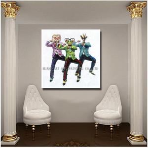 Gangnam estilo divertido bailando 3 personas cabeza de animal abstracto Cuerpo Humano trabajo de arte pintura al óleo pintada a mano decoración para el hogar - Product Image 5