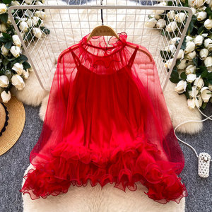 Nouvelle Collection Printemps 2026 : Blouse en Chiffon avec Doublure en Dentelle Élégante et Haut Court Sans Bretelles pour Femme - Product Image 4