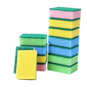 wholesale colorful Scouring Pads Sponge square double side Multi-Functional Kitchen washing Dish Sponge for household pot