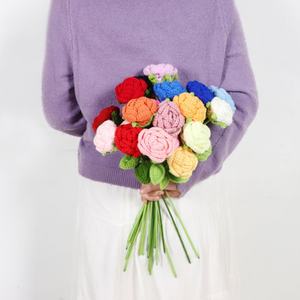 Bouquet <span class=keywords><strong>de</strong></span> roses artificielles tricotées à la main, fleurs en fil finies pour la décoration <span class=keywords><strong>de</strong></span> mariage, <span class=keywords><strong>de</strong></span> fête, <span class=keywords><strong>de</strong></span> maison ou comme cadeau - Product Image 4