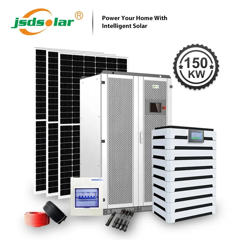 Sistema di energia solare ibrido commerciale completo Off Grid 30KW 50KW 100KW 150KW sistemi di accumulo di energia solare