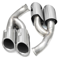 Embouts d'échappement quadruples en acier inoxydable 304, finition argent brossé noir, pour Cayenne 958 2015-2017