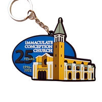 Porte-clés personnalisé en PVC pour église, souvenirs commémoratifs d'anniversaire en caoutchouc souple, cadeau pour organisation religieuse, vente en gros