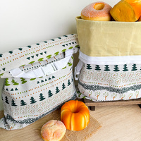 2 pièces/boîte Sacs de conservation alimentaire en coton/lin et cire d'abeille pour pain et fruits, réutilisables, écologiques, motif floral, avec fermeture éclair