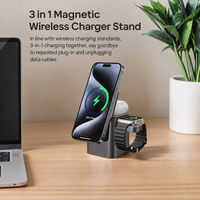 Chargeur sans fil magnétique pliable 3-en-1 15W QC3.0 Type-C pour téléphone portable, montre connectée et écouteurs