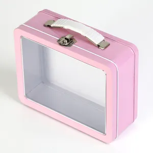 Kunden spezifischer Druck Vintage Metall Lunch Blechdose rechteckige Zinn Lunchbox mit Griff Zinn Lunchbox