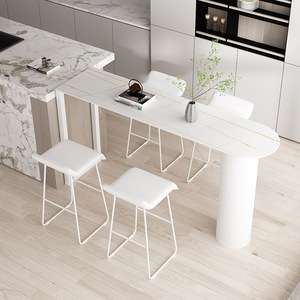 Table de cuisine et de salle à manger en métal de style nordique, table de comptoir minimaliste et chaises pour petits appartements - Product Image 3