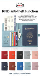 Çok Fonksiyonlu Hırsızlık Önleyici Pasaport Bilet Tutucu Deri PU Deri Pasaport Tutucu Seyahat Çantası Etiketi Hediye Seti Kalemli - Product Image 3