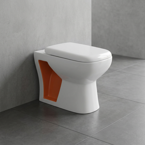 Cuvette de toilettes de luxe rétro imprimée bicolore en céramique EWC, WC européen bleu carré avec siège design - Product Image 5
