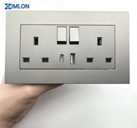 Enchufe Doble Moderno para PC XImlon Gery, Enchufes de Pared Eléctricos de Alta Calidad de 3 Vías, Enchufe USB de 1/2/3/4 Tomas para el Hogar