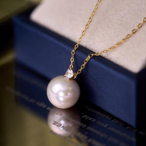 Collar de Alta Gama con Colgante Circular Blanco de Oro de 18K, Diseño Simple en Capas con Perlas de Agua Dulce de Alta Luminosidad para Mujer en Zhuji - Product Image 4