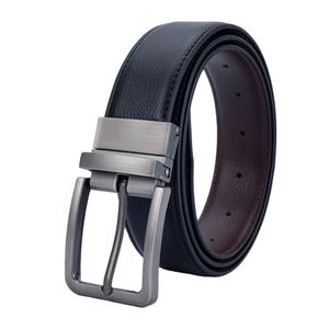 Cinto Masculino de Couro Genuíno com Fivela Rotativa Reversível de Liga de Zinco Simples, Cinto Casual Dupla Face para Presente P117 - Product Image 5