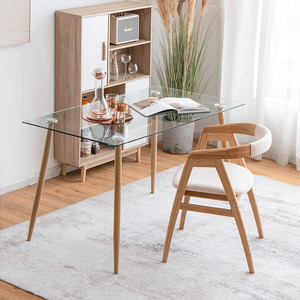 <span class=keywords><strong>Tavolo</strong></span> <span class=keywords><strong>da</strong></span> Pranzo <span class=keywords><strong>in</strong></span> <span class=keywords><strong>Vetro</strong></span> di Alta Qualità, Rettangolare con Piano <span class=keywords><strong>in</strong></span> <span class=keywords><strong>Vetro</strong></span>, <span class=keywords><strong>Tavolo</strong></span> Moderno per Sala <span class=keywords><strong>da</strong></span> Pranzo e <span class=keywords><strong>Cucina</strong></span> con Gambe <span class=keywords><strong>in</strong></span> Legno - Product Image 3