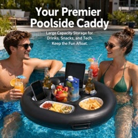 Plateau flottant gonflable pour boissons, porte-gobelets, seau à boissons pour piscine, multi-trous, auto-service