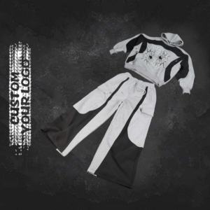 Conjuntos de 2 Piezas de Chándales de Algodón con Capucha y Parches Transpirables para Invierno, con Bolsillos con Cremallera, Pantalones Deportivos y Sudaderas - Product Image 1