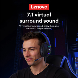 Lenovo E08 headphone komputer berkabel, earphone HIFI Stereo suara latensi rendah lampu RGB dengan <span class=keywords><strong>speaker</strong></span> besar 100% asli - Product Image 6