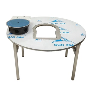 Nhà hàng Hàn Quốc lẩu butan bếp gas & bếp than 2-in-1 BBQ nướng dã ngoại bảng gấp thép không gỉ bàn ăn - Product Image 2