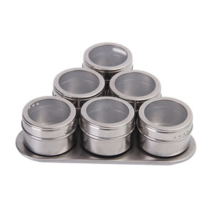 Ensemble de pots à épices magnétiques en acier inoxydable avec couvercles transparents et forte adsorption, idéal pour le stockage sur la surface du réfrigérateur - Product Image 2