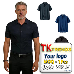 Paquete de 2 Camisas de Vestir Casuales de Negocios para Hombre, Elásticas, Antiarrugas, Transpirables, de Manga Corta, Corte Ajustado, Regalo para Papá en Verano - Product Image 1