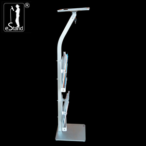 แท่นวางแท็บเล็ตแบบตั้งพื้นพร้อมตะกร้าใส่แผ่นพับ/นิตยสาร สำหรับ iPad Samsung <span class=keywords><strong>Huawei</strong></span> Lenovo Tab สำหรับการจัดแสดงสาธารณะ - Product Image 6