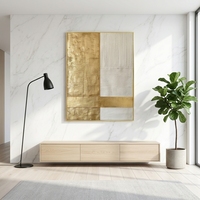 Peinture à l'huile abstraite moderne de luxe, feuille d'or, peinte à la main, texture 3D épaisse, toile rayée, art mural, taille personnalisable, encadrement