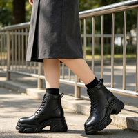 Bottes décontractées tendance pour femmes en cuir de vachette, plateforme épaisse de 9 cm, respirantes, confortables, durables, rehaussantes – Vente en gros directe usine