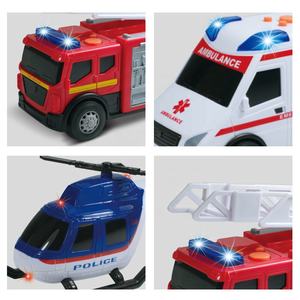 City Serie-Kids Emergency Rescue Vehicles Play Set Camion de pompiers Police <span class=keywords><strong>Hélicoptère</strong></span> Ambulance Pretend City Rescue Role Play Toy - Product Image 3