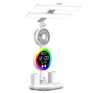 Lámpara de mesa <span class=keywords><strong>LED</strong></span> moderna para dormitorio con pantalla de reloj plegable y 2 portalápices batería CC recargable para sala de lectura - Product Image 2