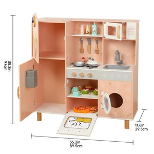 Juego <span class=keywords><strong>de</strong></span> Cocina <span class=keywords><strong>de</strong></span> Madera Seguro para <span class=keywords><strong>Niñas</strong></span> con Simulación <span class=keywords><strong>de</strong></span> Roles Incluyendo Refrigerador y Utensilios <span class=keywords><strong>de</strong></span> Cocina - Product Image 2