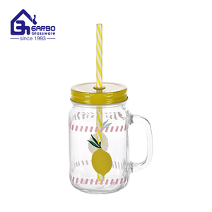 Bán Buôn 450Ml Thủy Tinh Trong Suốt Cup Cho Đồ Uống Tự Làm Ống Hút Thủy Tinh Xử Lý Kín Mũ-<span class=keywords><strong>Mason</strong></span> Lọ Cho Sữa Trà Nhà Bếp Stotage - Product Image 2