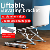Support pour ordinateur portable double couche pliable en aluminium, réglable en hauteur, pour ordinateur portable jusqu'à 17 pouces, faible MOQ, en promotion