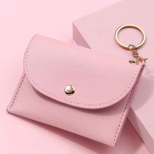 Custom Fashion PU Leather Waterproof Portable Daily Use Short Coin Purse Keychain Button Closure <b>Mini</b> Coin Bag Credit Card <b>Pouch</b> - Product Image 1