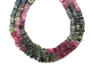 Cuentas Heishi de Turmalina Multicolor Natural, Forma Cuadrada Lisa, de 3-4.5mm, para la Fabricación de Joyas, Pulseras, Collares y Pendientes - Product Image 2