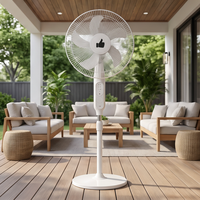 Ventilateur solaire rechargeable blanc de 16 pouces, 20W, hauteur réglable, oscillant, avec lumière LED, pour la maison, l'hôtel, l'extérieur