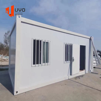 Bâtiment de bureau modulaire portable de 20 pieds, maison conteneur préfabriquée en acier à emballage plat avec garage et pièce de rangement à panneaux sandwich